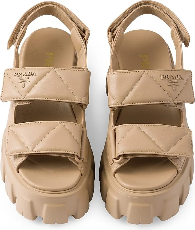 Women's Monolith Nappa Leather Sandals - Sand Beige - Size 6 - Image 2