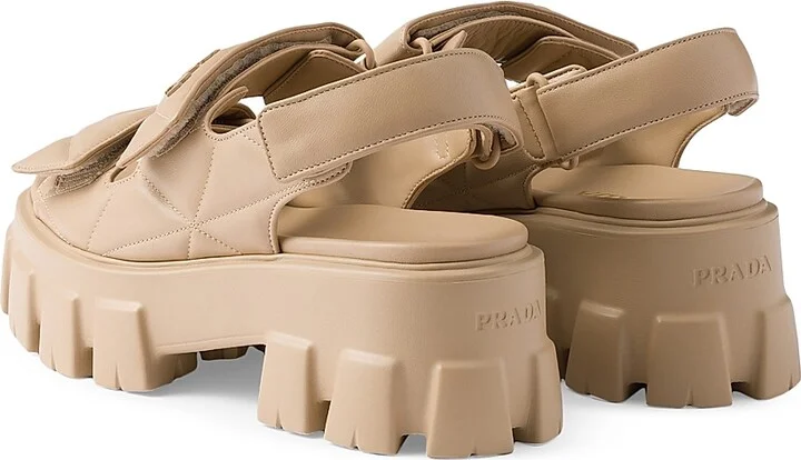 Women's Monolith Nappa Leather Sandals - Sand Beige - Size 6 - Image 3