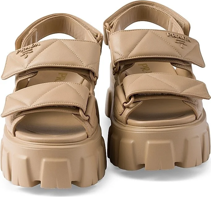Women's Monolith Nappa Leather Sandals - Sand Beige - Size 6 - Image 4