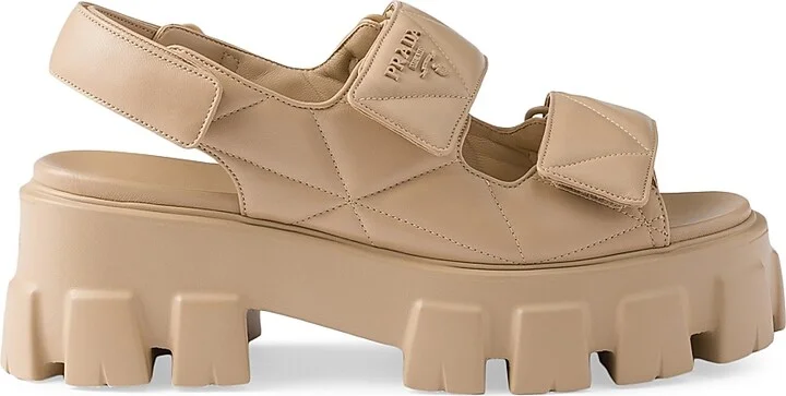 Women's Monolith Nappa Leather Sandals - Sand Beige - Size 6