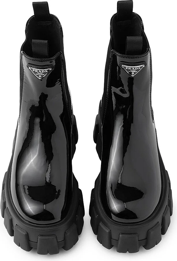 Women's Monolith Patent Leather Booties - Black - Size 6 - Image 2
