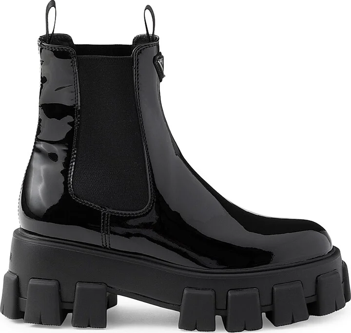 Women's Monolith Patent Leather Booties - Black - Size 6
