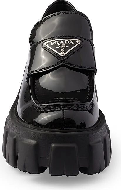 Women's Monolith Patent Leather Loafers - Black - Size 9 - Image 4