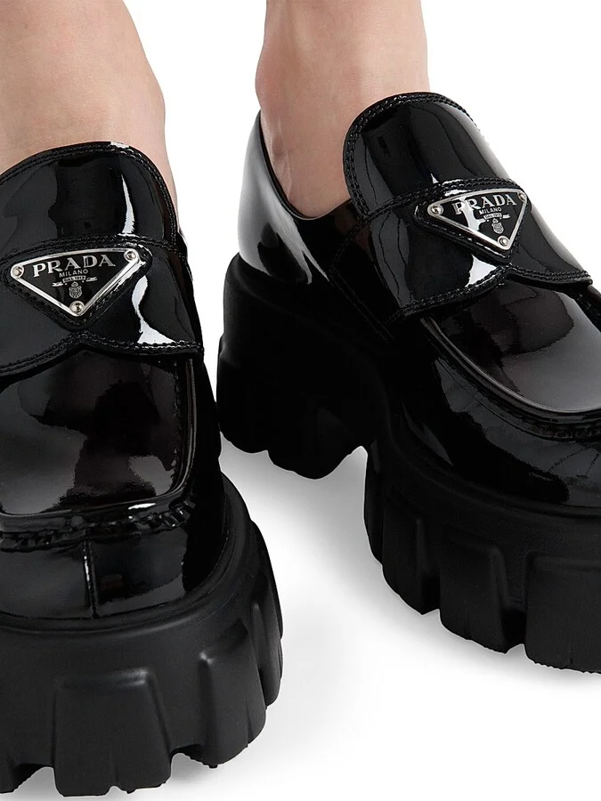 Women's Monolith Patent Leather Loafers - Black - Size 9 - Image 5
