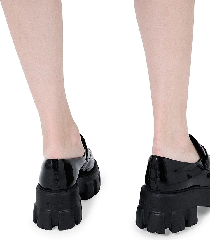 Women's Monolith Patent Leather Loafers - Black - Size 9 - Image 6