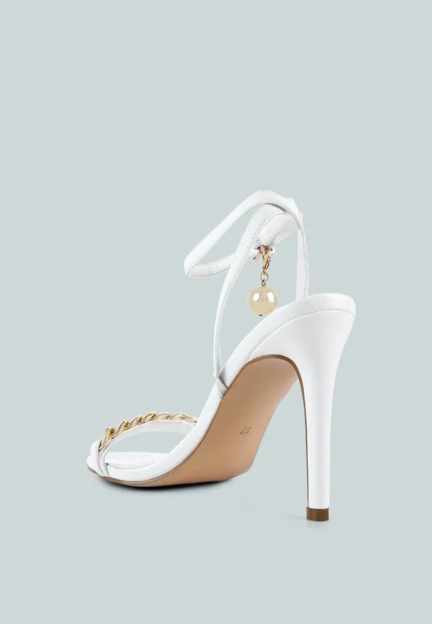 Womens Mooning Metal Chain Strap Stiletto Sandals - Image 2