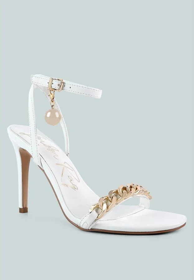 Womens Mooning Metal Chain Strap Stiletto Sandals - Image 3