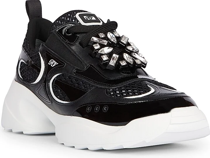 Women's Motor Run Strass Tech Neoprene Sneakers - Nero Bianco - Size 6 - Image 2