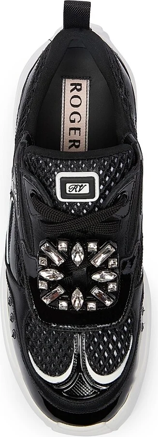 Women's Motor Run Strass Tech Neoprene Sneakers - Nero Bianco - Size 6 - Image 4