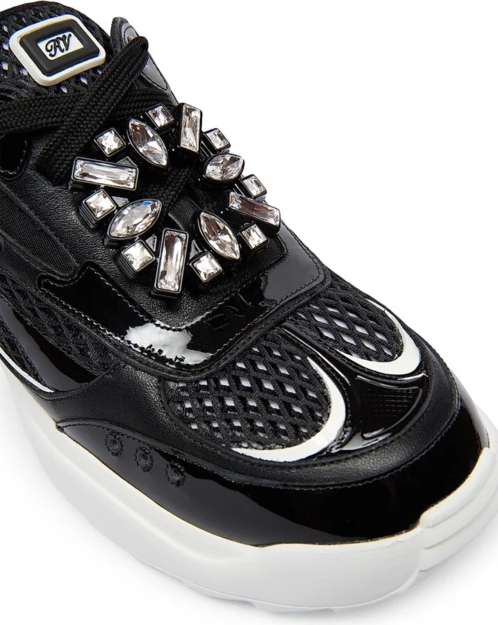 Women's Motor Run Strass Tech Neoprene Sneakers - Nero Bianco - Size 6 - Image 5