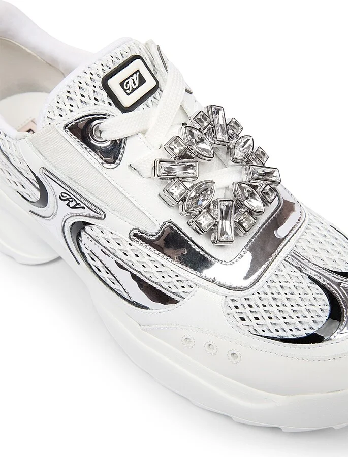 Women's Motor Run Strass Tech Neoprene Sneakers - Nero Bianco - Size 6 - Image 9