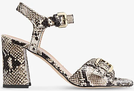Womens Mul-Black/White Reeva Buckled Snakeskin-Effect Leather Heeled Sandals Eur 35 / 2 Uk Women