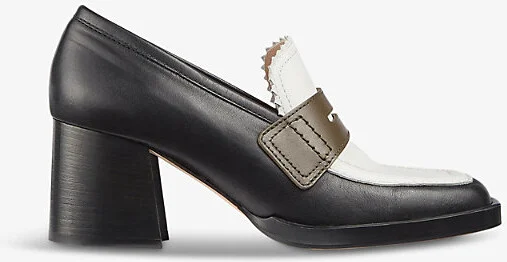 Womens Mul-Multi Joss Colour-Block Heeled Leather Loafers Eur 41 / 8 Uk Women