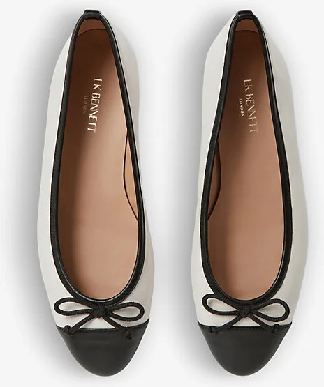 Womens Mul-White/Black Kara Toe-Cap Leather Ballerina Pumps Eur 42/ 9 Uk Women - Image 2