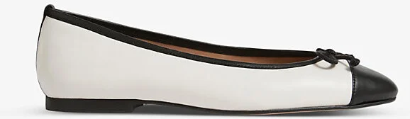 Womens Mul-White/Black Kara Toe-Cap Leather Ballerina Pumps Eur 42/ 9 Uk Women