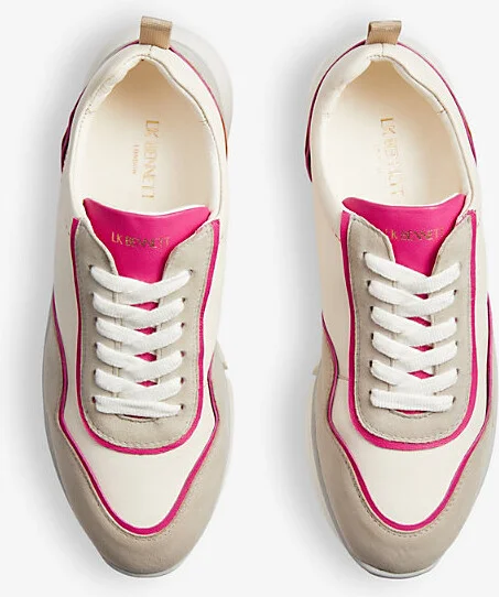 Womens Mul-White Step Metallic-Trim Low-Top Leather Trainers Eur 35 / 2 Uk Women - Image 2