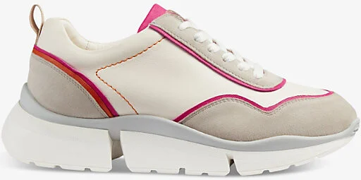 Womens Mul-White Step Metallic-Trim Low-Top Leather Trainers Eur 35 / 2 Uk Women