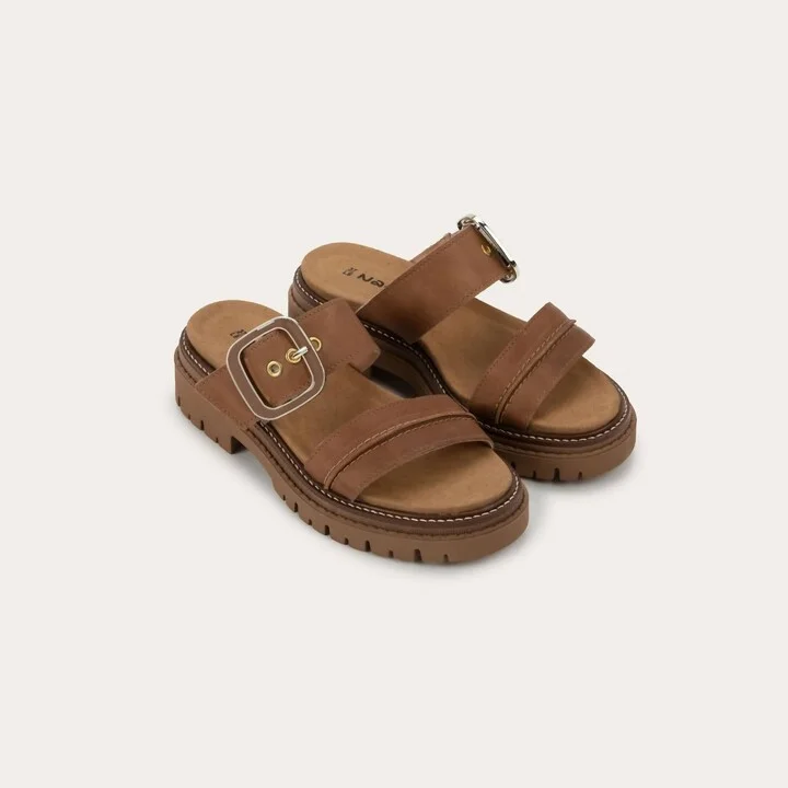 Women's Mulberry Sandal In Latte Brown Leather