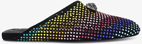Womens Mult/Other Chelsea Eagle Crystal-Embellished Suede-Leather Slider Sandals Eur 36 / 3 Uk Women