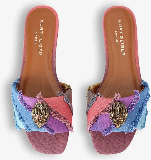Womens Mult/Other Kensington Eagle-Embellished Flat Denim Sandals Eur 40 / 7 Uk Women - Image 2