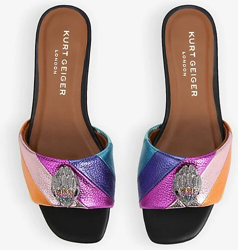 Womens Mult/Other Kensington Eagle-Embellished Rainbow Metallic-Leather Mules Eur 40 / 7 Uk Women - Image 2