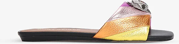 Womens Mult/Other Kensington Eagle-Embellished Rainbow Metallic-Leather Mules Eur 40 / 7 Uk Women