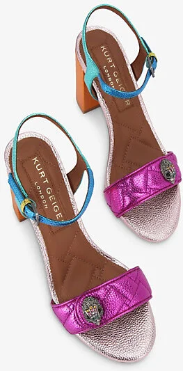 Womens Mult/Other Kensington Langley 75 Colour-Block Metallic Leather Heeled Sandals Eur 39 / 6 Uk Women - Image 2