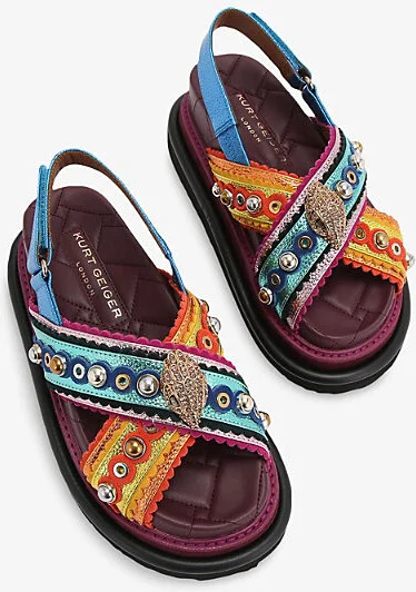 Womens Mult/Other Orson Cross Scallop Metallic-Leather Sandals Eur 42/ 9 Uk Women - Image 2