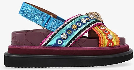 Womens Mult/Other Orson Cross Scallop Metallic-Leather Sandals Eur 42/ 9 Uk Women