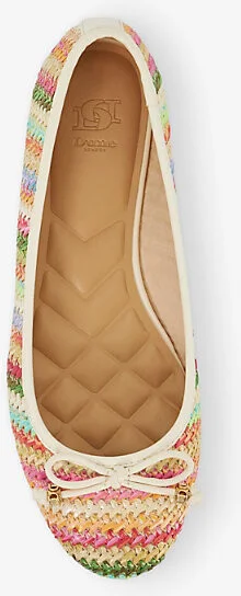 Womens Multi Plain Synthetic Hallo Bow-Embellished Striped Woven Ballet Flats Eur 41 / 8 Uk Women - Image 2
