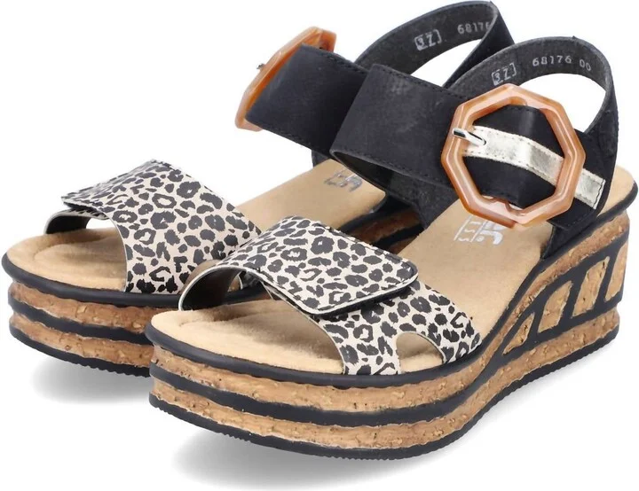 Women's Multi Strap Wedge Sandal In Black
