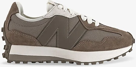 Womens Mushroom Grey 327 Suede and Mesh Low-Top Trainers 5.5
