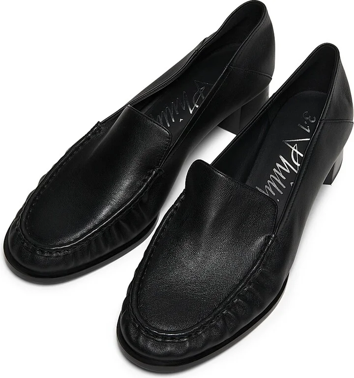 Women's Nadia Leather Heeled Loafers - Black - Size 5 - Image 4