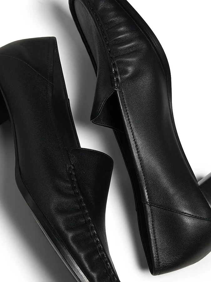 Women's Nadia Leather Heeled Loafers - Black - Size 5 - Image 6