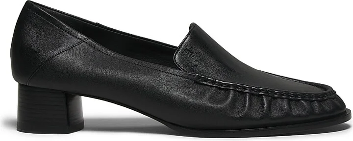 Women's Nadia Leather Heeled Loafers - Black - Size 5