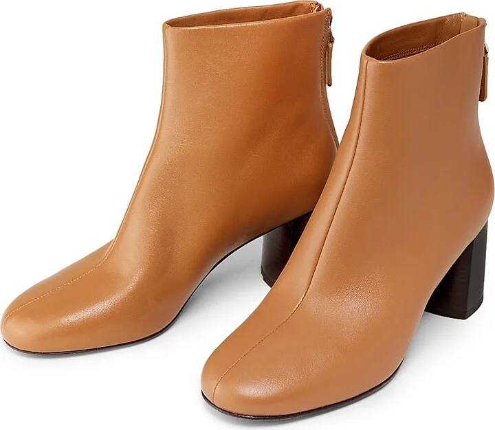 Women's Nadia Soft Heel 75MM Leather Booties - Camel - Size 6 - Image 2