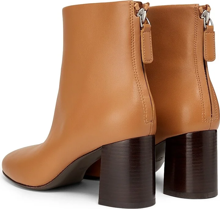 Women's Nadia Soft Heel 75MM Leather Booties - Camel - Size 6 - Image 3