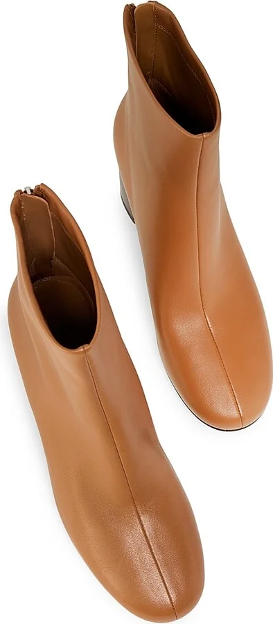 Women's Nadia Soft Heel 75MM Leather Booties - Camel - Size 6 - Image 4
