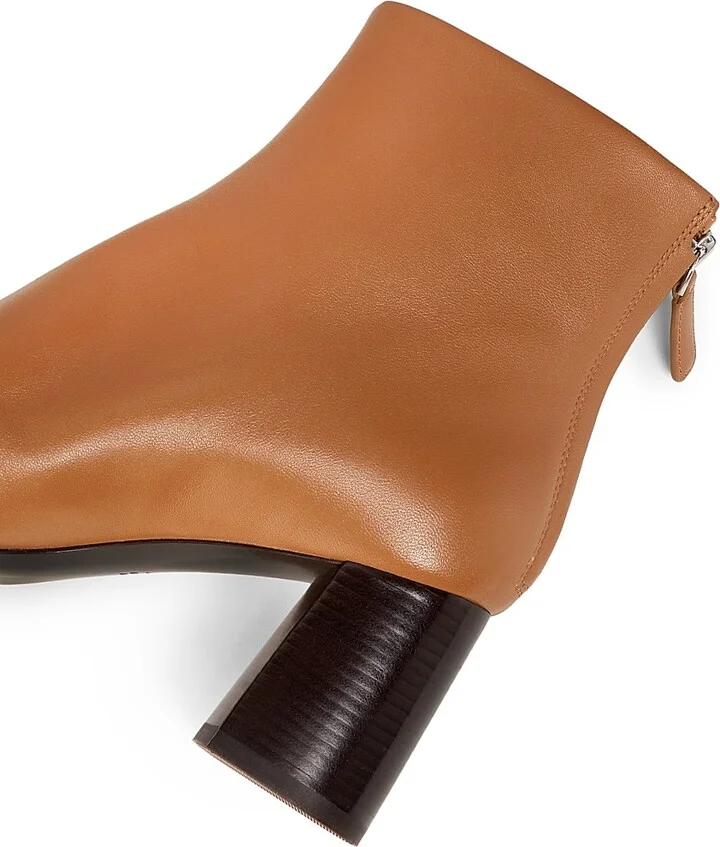 Women's Nadia Soft Heel 75MM Leather Booties - Camel - Size 6 - Image 6