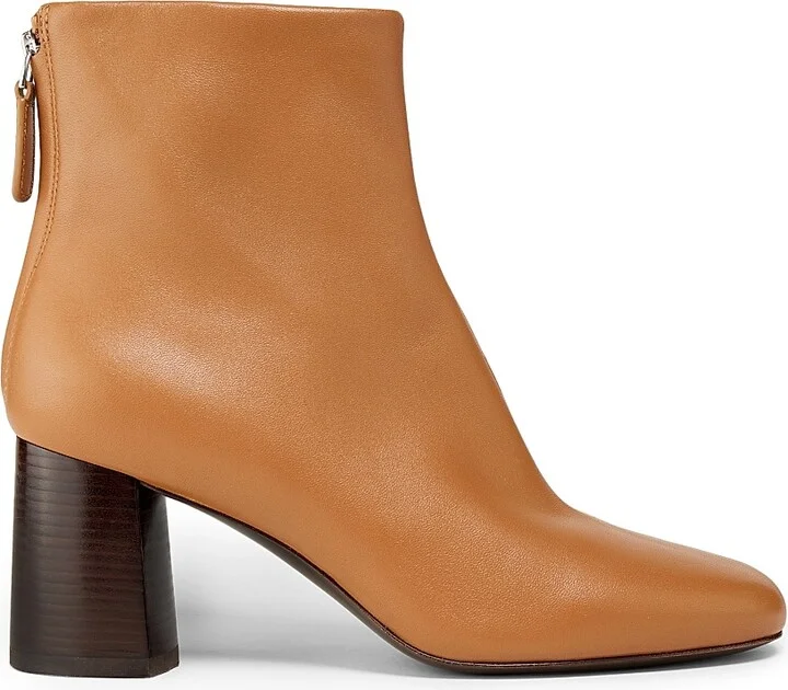 Women's Nadia Soft Heel 75MM Leather Booties - Camel - Size 6