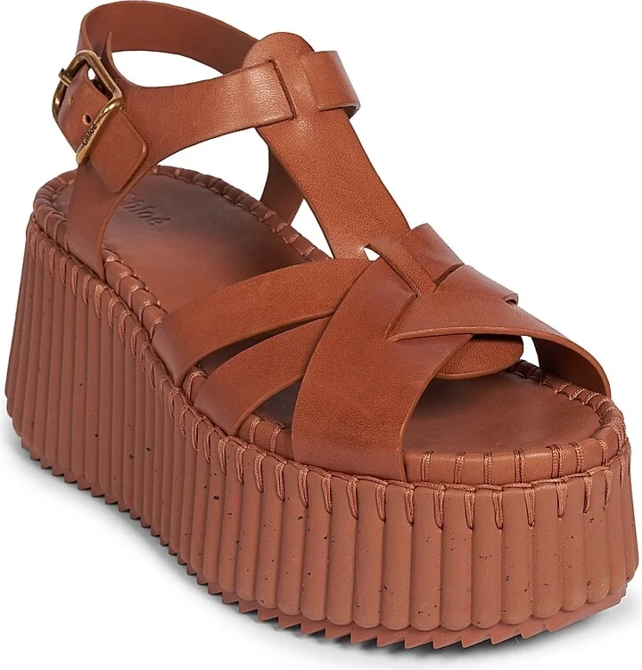 Women's Nama Leather Platform Sandals - Ginger Brown - Size 6 - Image 2