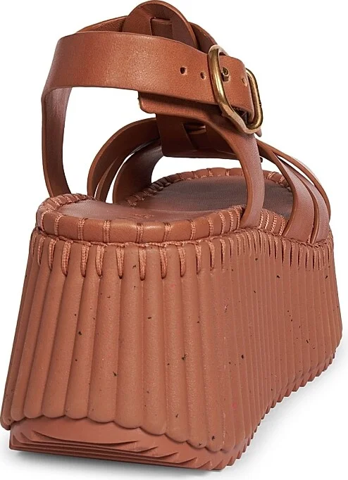 Women's Nama Leather Platform Sandals - Ginger Brown - Size 6 - Image 3