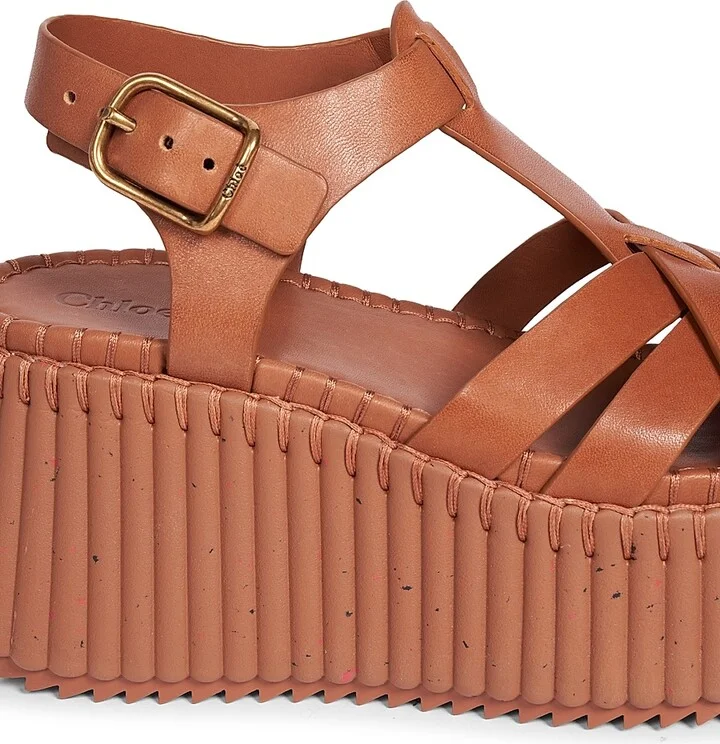Women's Nama Leather Platform Sandals - Ginger Brown - Size 6 - Image 6