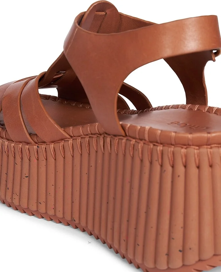 Women's Nama Leather Platform Sandals - Ginger Brown - Size 6 - Image 7