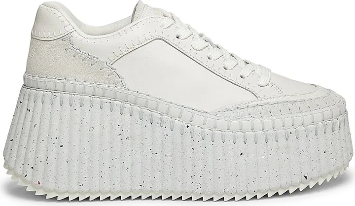 Women's Nama Leather Platform Sneakers - White - Size 11