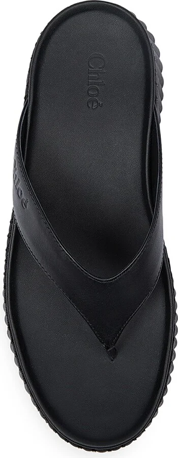 Women's Nama Leather Wedge Sandals - Black - Size 5 - Image 4