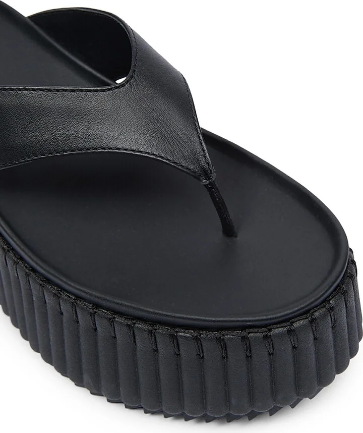 Women's Nama Leather Wedge Sandals - Black - Size 5 - Image 5