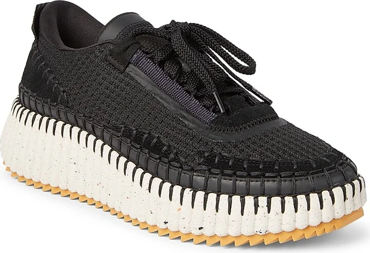 Women's Nama Mixed Media Platform Sneakers - Black - Size 5 - Image 2