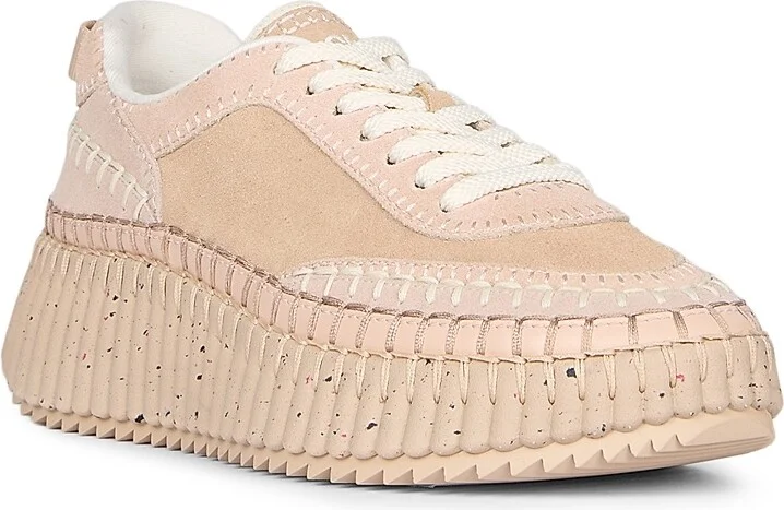 Women's Nama Suede & Leather Low-Top Sneakers - Blossom Beige - Size 10 - Image 9