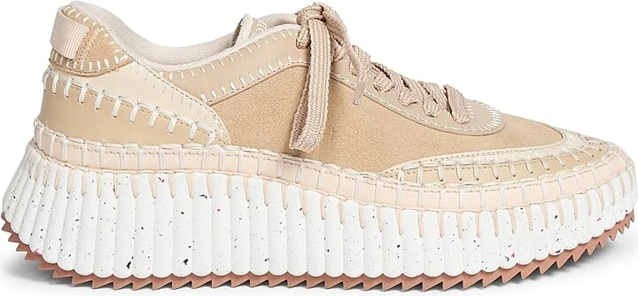 Women's Nama Suede & Leather Low-Top Sneakers - Blossom Beige - Size 10